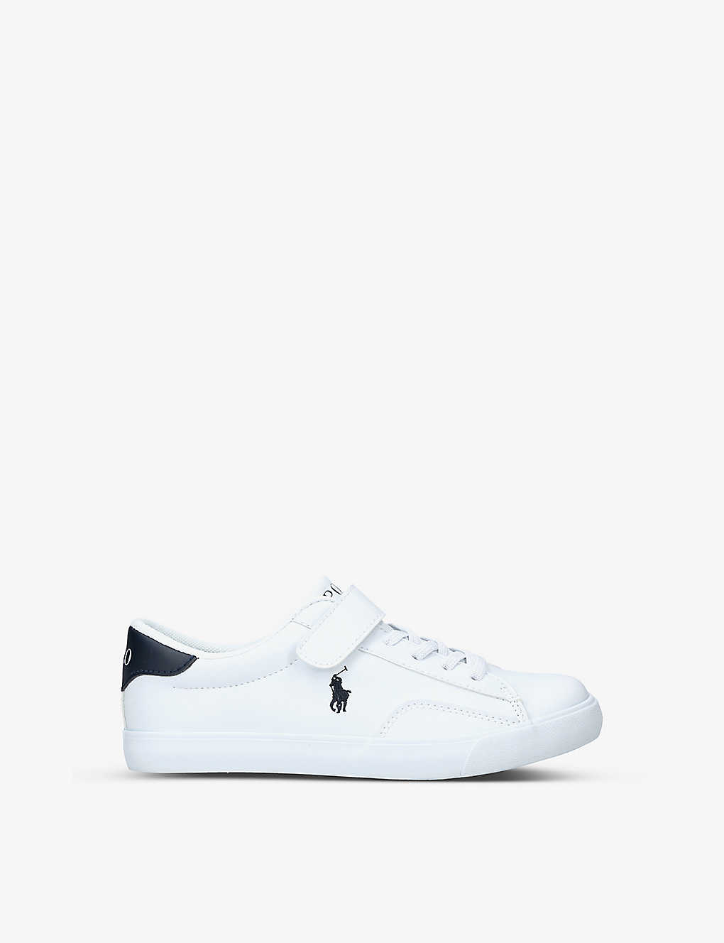 Polo Ralph Lauren Boys White Kids Theron Embroidered-logo Faux-leather Trainers 5-8 Years
