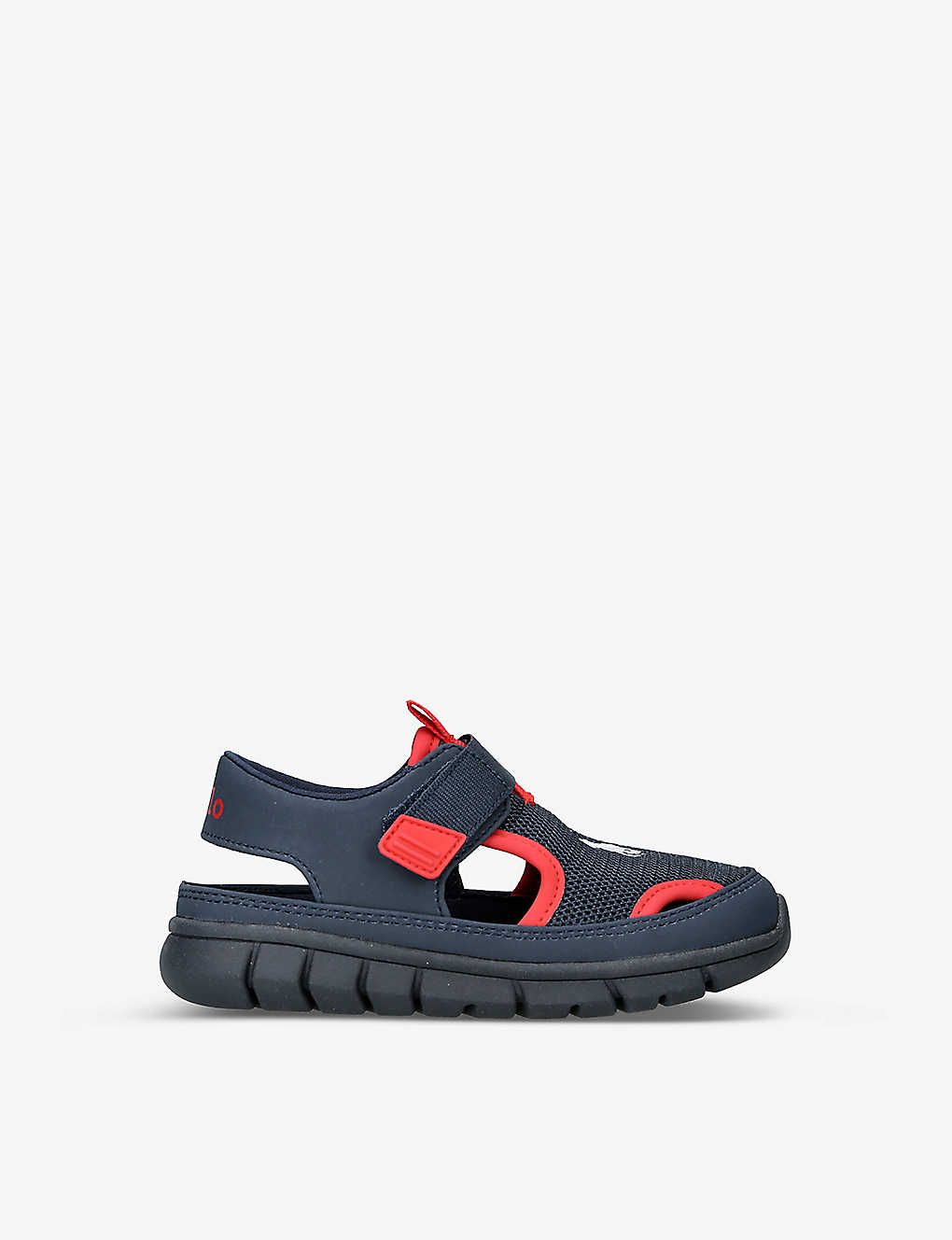 Polo Ralph Lauren Barnes Embroidered-logo Mesh And Faux-suede Sandals 6 Months - 4 Years In Navy