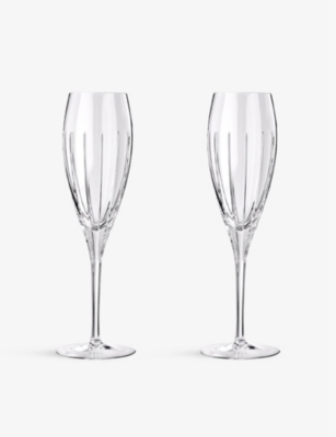 Christofle Iriana Crystal Champagne Flutes Set Of Two In Silver