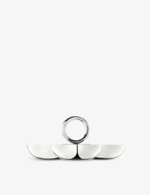 Shop Christofle Vertigo Small Three-bowl Silver-plated Tray 8cm