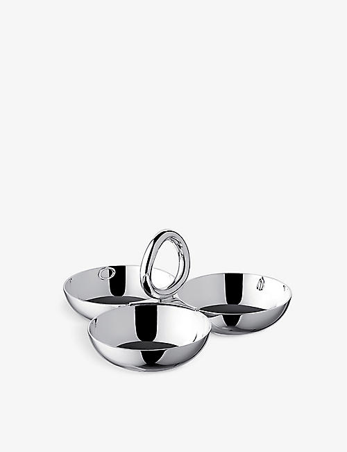 CHRISTOFLE: Vertigo Small three-bowl silver-plated tray 8cm
