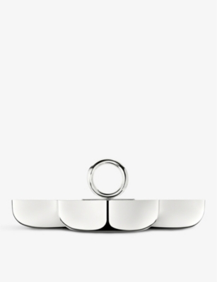CHRISTOFLE: Vertigo Large three-bowl silver-plated tray