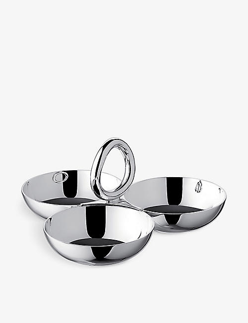 CHRISTOFLE: Vertigo Large three-bowl silver-plated tray