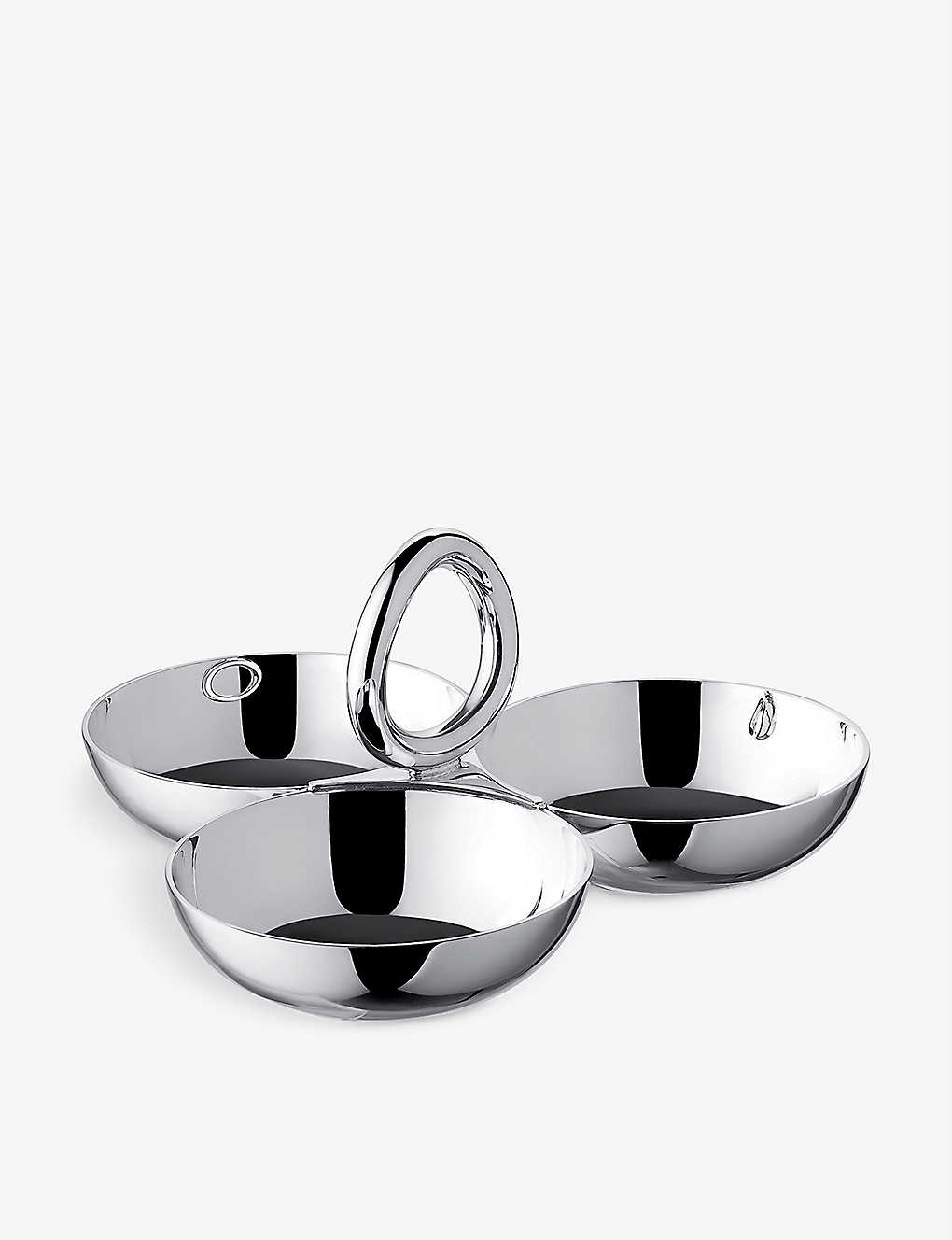 Christofle Vertigo Large Three-bowl Silver-plated Tray