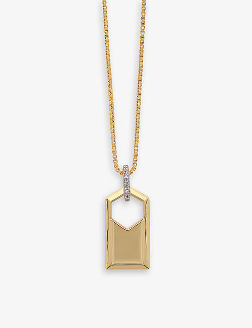 RACHEL JACKSON: ID 22ct yellow gold-plated sterling silver and white topaz necklace