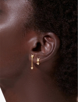 Shop Rachel Jackson Women's Gold Lovestruck Recycled 9ct Yellow-gold And Diamond Single Drop Earring