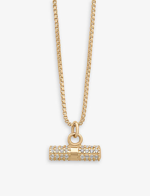 RACHEL JACKSON: T-bar recycled 9ct yellow-gold and diamond pendant necklace