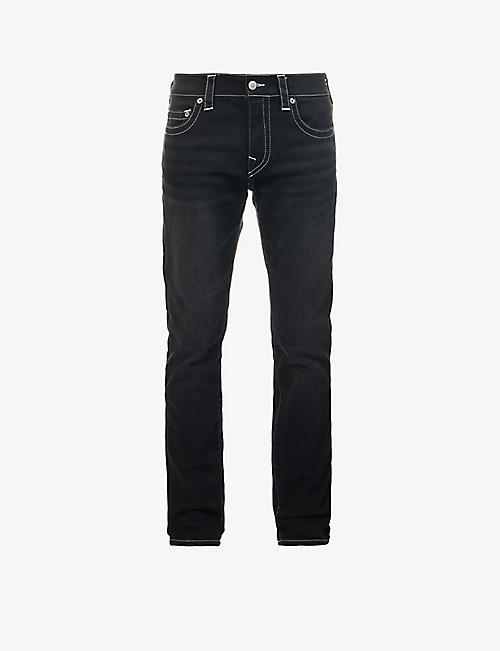 TRUE RELIGION: Rocco contrast-stitch relaxed-fit skinny-leg cotton-blend jeans