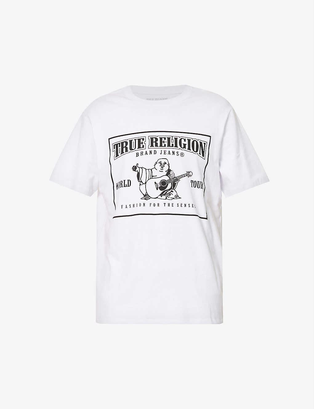 True Religion Mens Optic White Mineral Branded-print Cotton-jersey T-shirt