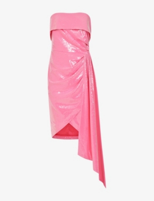 lavish alice pink sequin dress Lavish Alice Sequin Boucle A-line Pearl Embellished Midi Dress - Pink