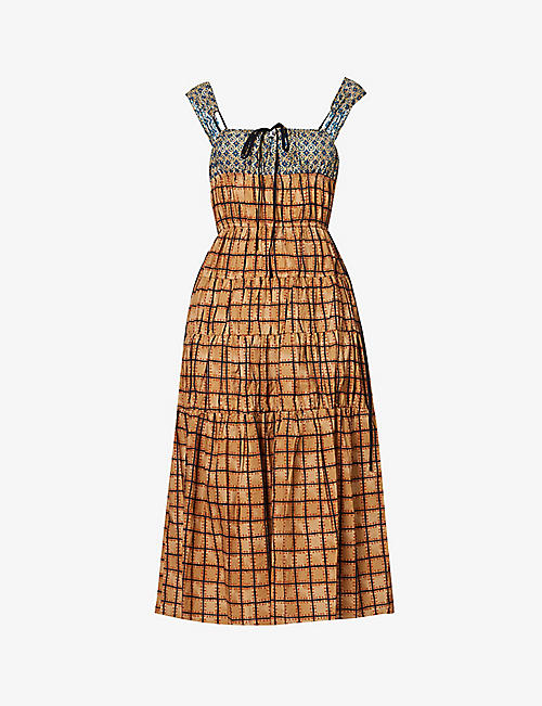 CIAO LUCIA: Tutti tiered-hem graphic-pattern cotton maxi dress