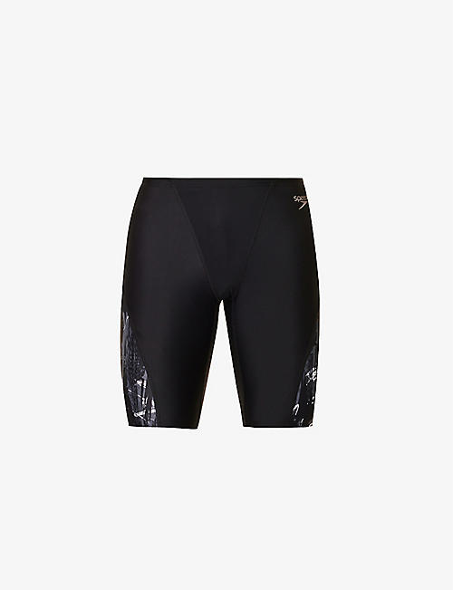 SPEEDO: Jammer graphic-print stretch-woven swim shorts