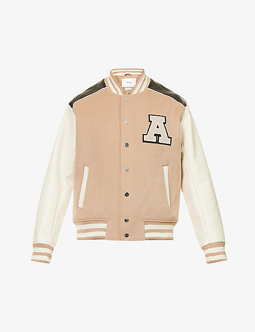 AXEL ARIGATO: Ivy logo-patch wool-blend varsity jacket