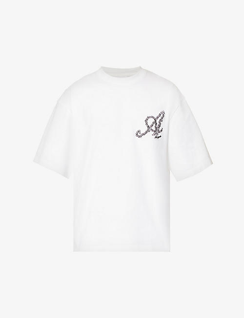 AXEL ARIGATO: Chain logo-embroidered relaxed-fit organic cotton-jersey T-shirt