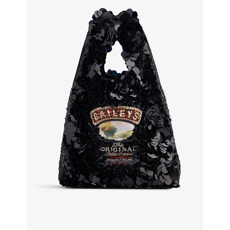 Anya Hindmarch Mini Baileys Sequined Tote In Black
