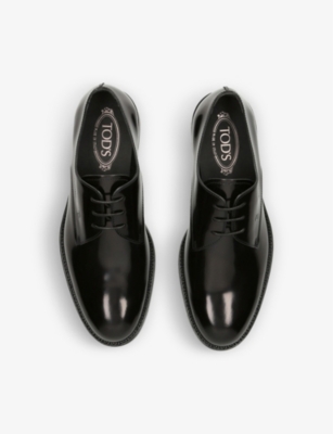 Tod's Tods Mens Black Cuoio Patent-leather Derby Shoes In Black