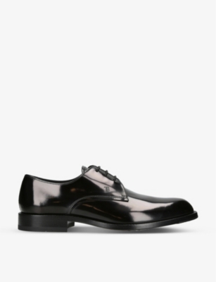 Tod's Tods Mens Black Cuoio Patent-leather Derby Shoes In Black