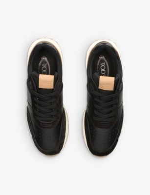 TODS Luxury leather and woven low-top trainers