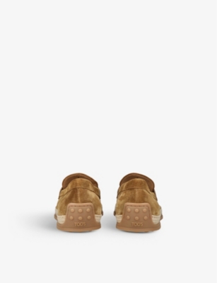 TODS Raffia Penny suede loafers