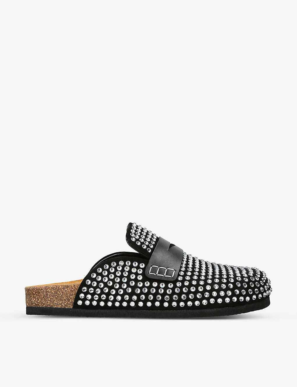 Shop Jw Anderson Crystal-embellished Slip-on Suede Loafers In Black