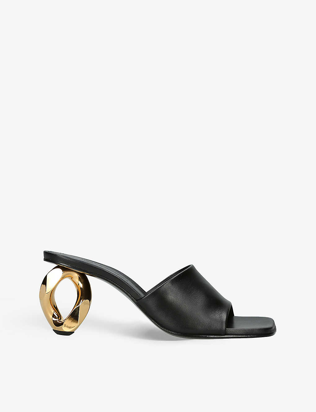 Shop Jw Anderson Women's Black Chain Leather Heeled Mules