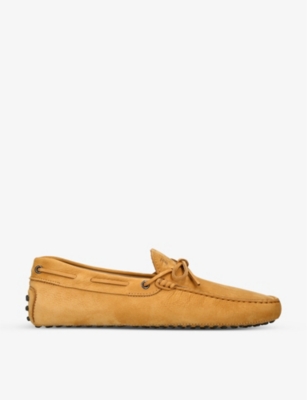 Tod's Gommino Suede Driving Shoes In Yellow