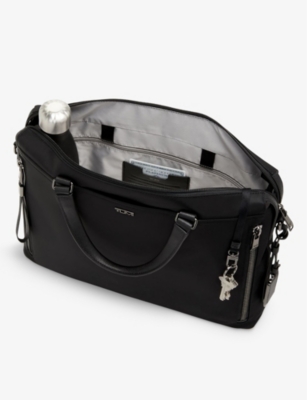 Shop Tumi Women's Black/gunmetal Kendallville Double-zip Branded Nylon Briefcase