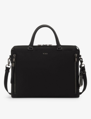 Shop Tumi Women's Black/gunmetal Kendallville Double-zip Branded Nylon Briefcase