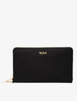 Tumi Elmira Zip-up Branded Nylon Jewellery Portfolio In Black Gold