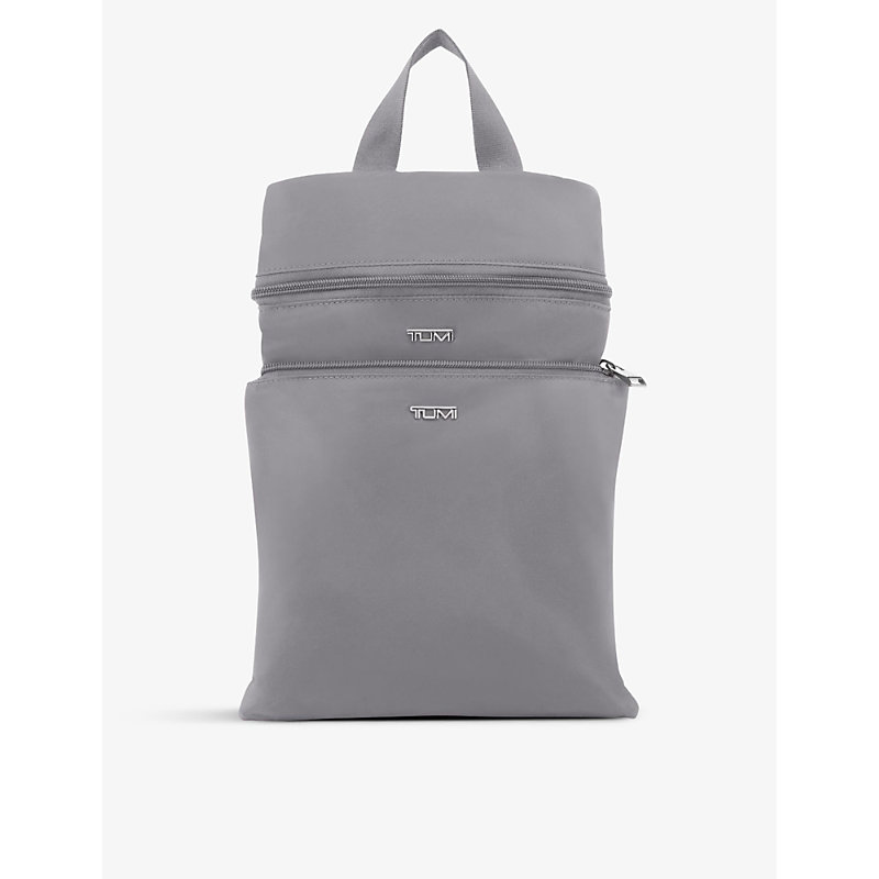 Shop Tumi Just In Case Double-zip Branded Nylon Backpack In Fog