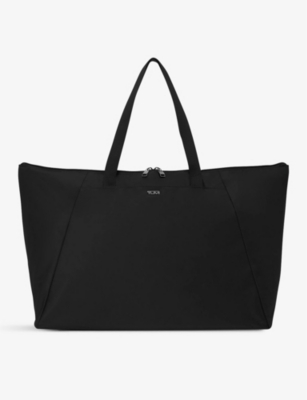 Tumi Just In Case Double-zip Branded Nylon Tote In Black/gunmetal