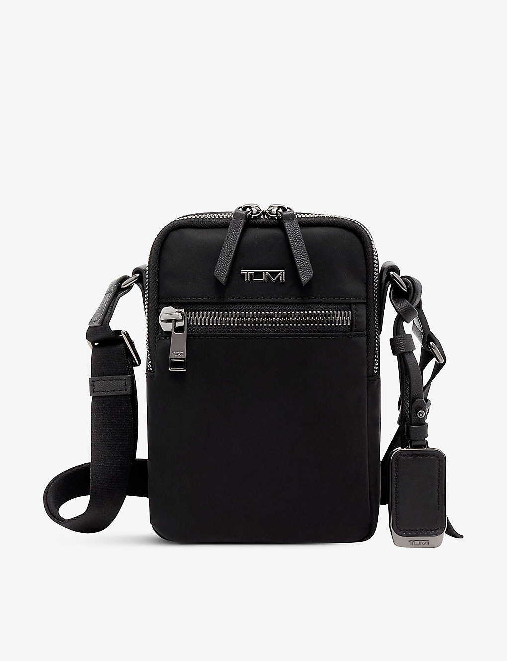 Tumi Persia Double-zip Branded Nylon Crossbody Bag In Black/gunmetal