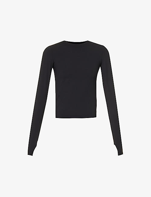 ADANOLA: Fitted long-sleeved stretch-woven T-shirt