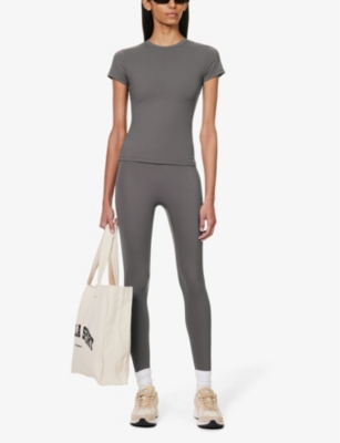 Shop Adanola Ultimate Wrap-over High-rise Stretch-jersey In Dark Grey