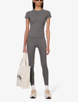 Adanola Womens Dark Grey Ultimate Wrap-over High-rise Stretch-jersey Leggings In Dark Grey
