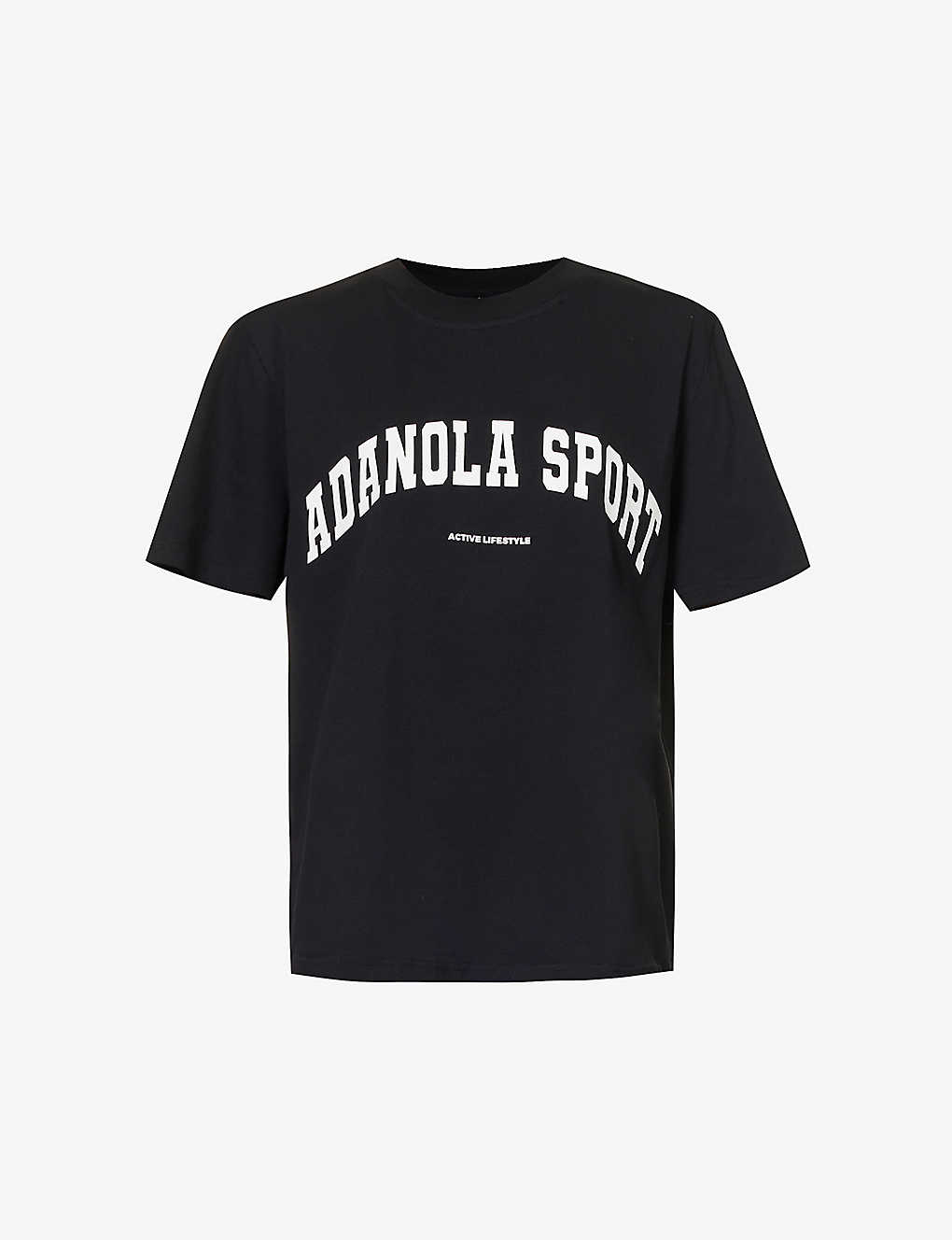 Adanola Womens Black Core Relaxed-fit Cotton-jersey T-shirt