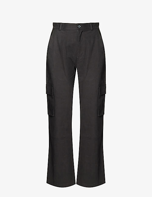 ADANOLA: Straight-leg high-rise stretch-cotton cargo trousers