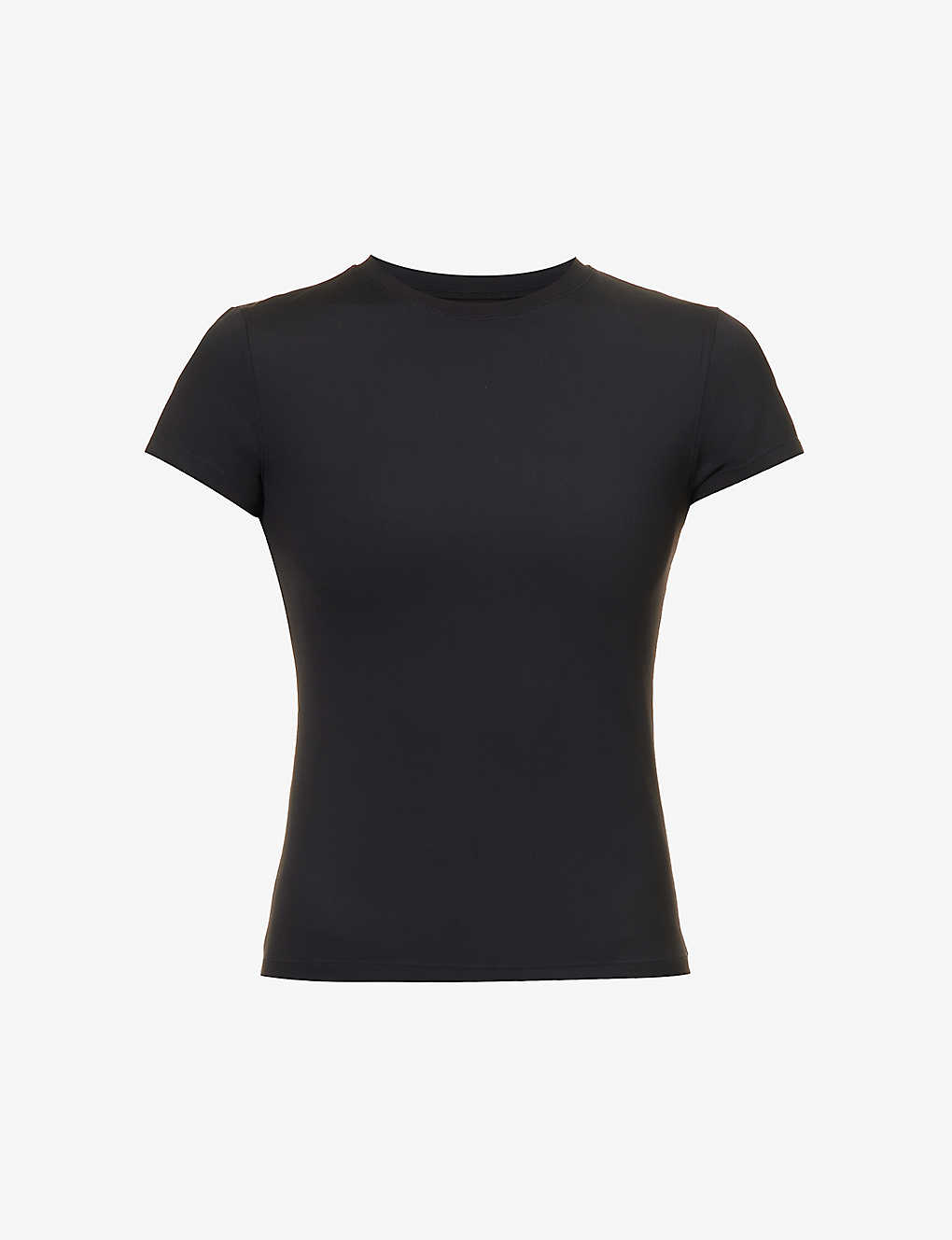 Adanola Womens Black Fitted Stretch-cotton T-shirt