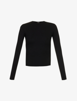 ADANOLA: Fitted long-sleeved stretch-cotton T-shirt