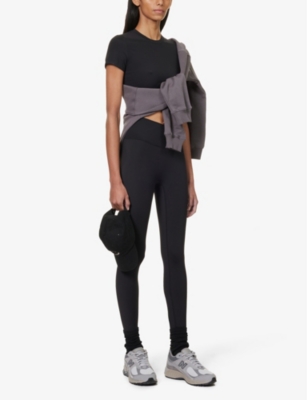 ADANOLA: Fitted cropped stretch-woven T-shirt