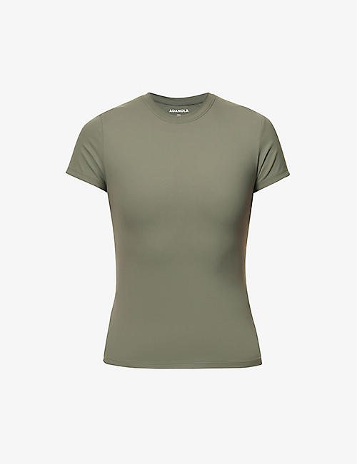ADANOLA: Soft Basics brand-print stretch-woven T-shirt