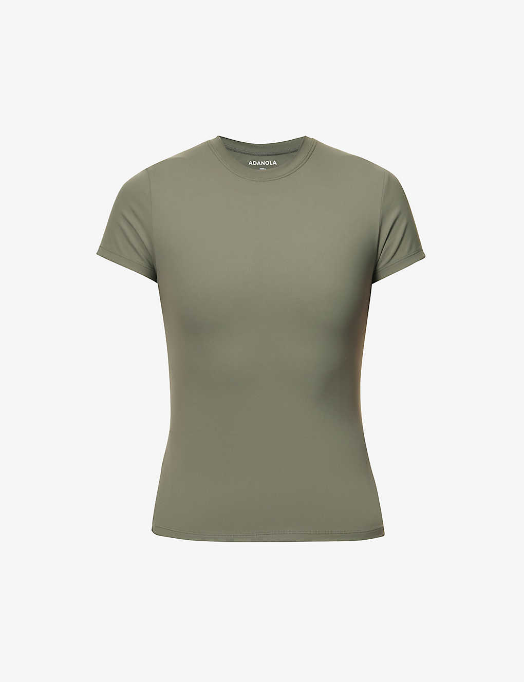 Adanola Womens Olive Green Soft Basics Brand-print Stretch-woven T-shirt