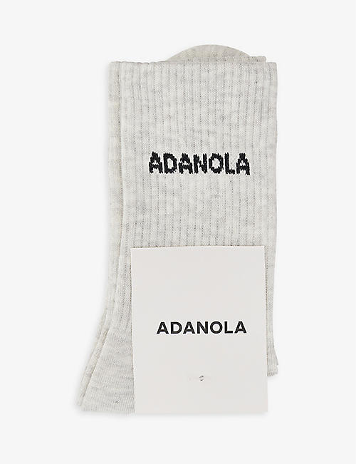 ADANOLA: Logo-intarsia ribbed stretch-bamboo blend socks