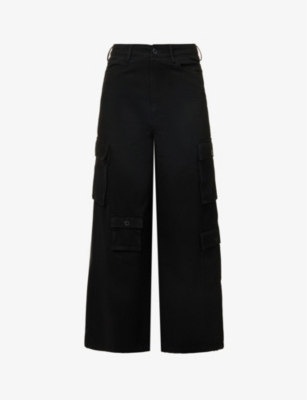 The Frankie Shop Hailey High-rise Denim Cargo Pants In Black