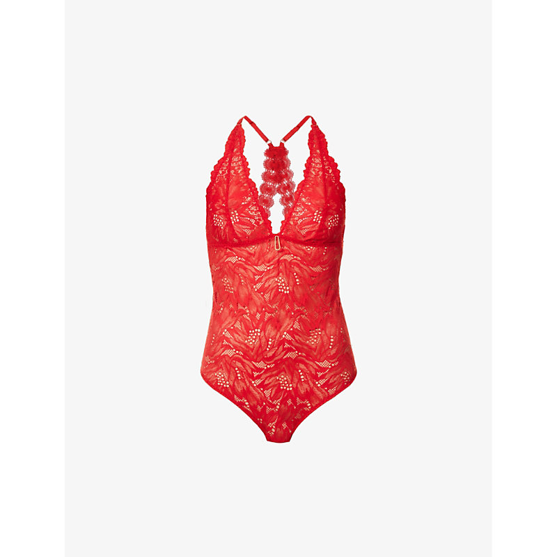 Aubade Womens Rouge Floral Floral-lace Woven Body