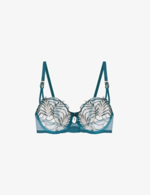 AUBADE AUBADE WOMEN'S EVERGREEN HYPNOLOVE FLORAL-EMBROIDERED LACE BALCONETTE BRA,64524284