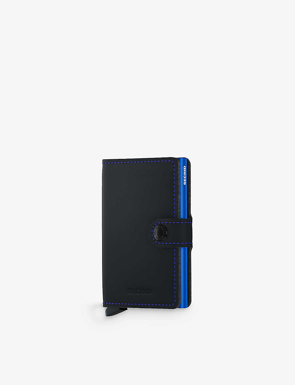 Secrid Miniwallet Leather And Aluminium Wallet In Mm-black & Blue