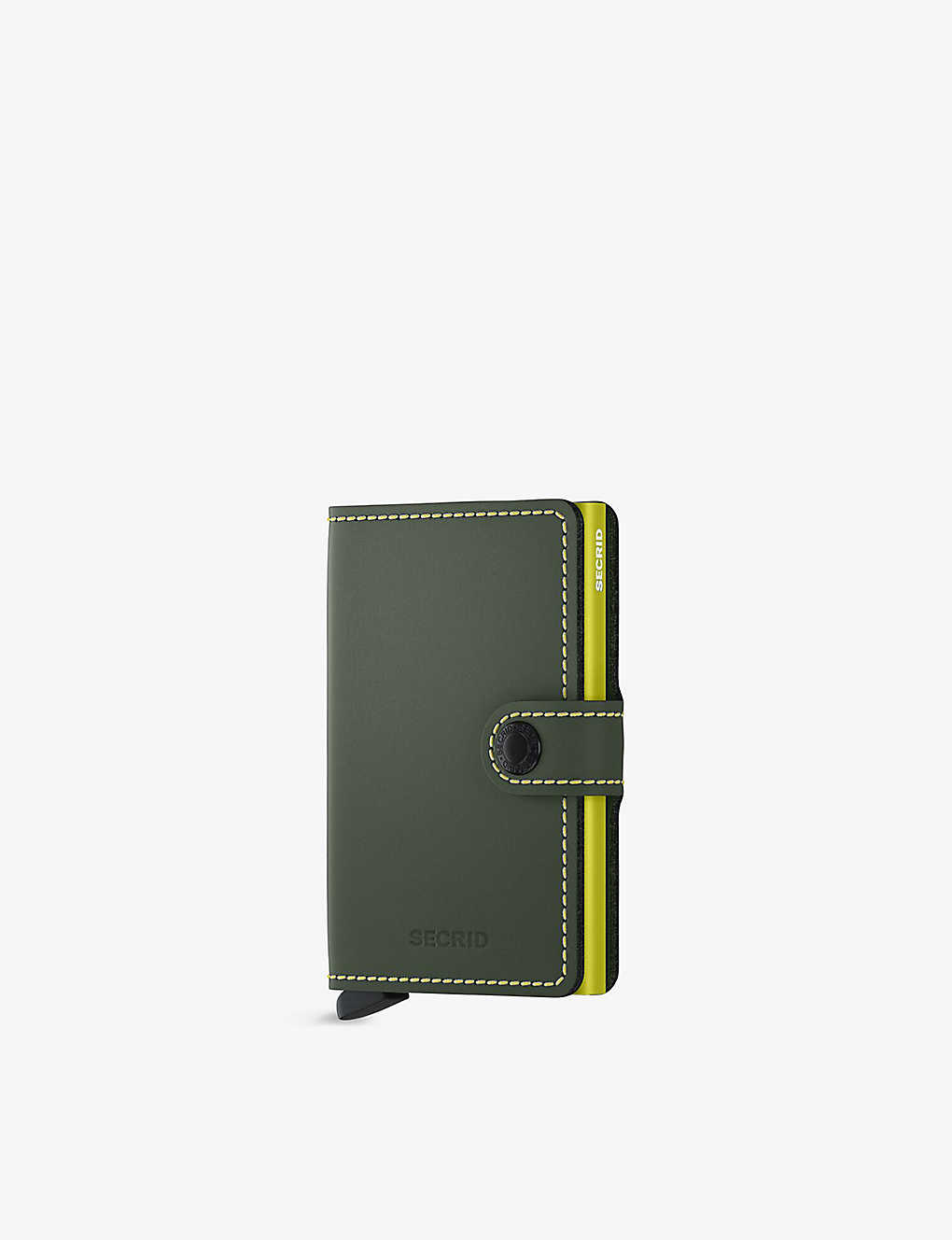 Secrid Miniwallet Leather And Aluminium Wallet In Mm-green & Lime