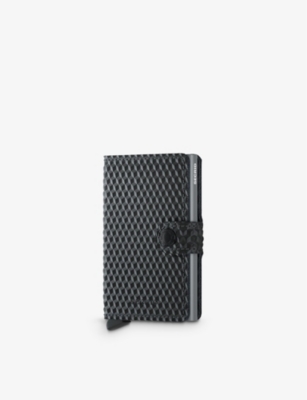 Secrid Mcu-black-titanium Miniwallet Cubic Leather And Aluminium Wallet