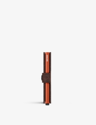 Shop Secrid Mop-brown-orange Miniwallet Optical Leather And Aluminium Wallet